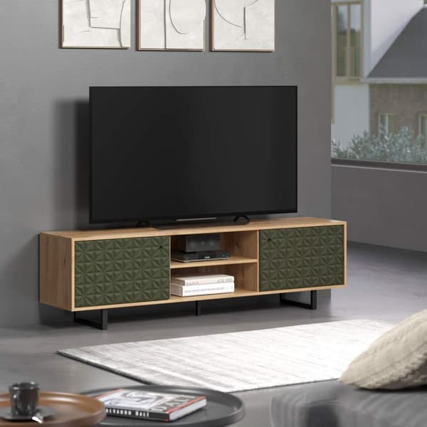 Sentra TV møbel grøn, eg dekor.