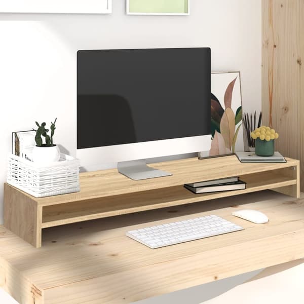 vidaXL skærmstander 100x24x13 cm konstrueret træ sonoma-eg -  TV- & skærmbeslag