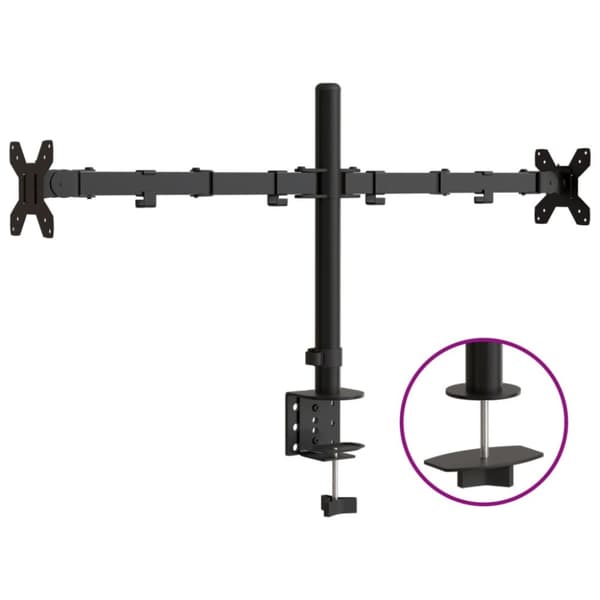 vidaXL dobbelt skærmstativ VESA 75/100 mm stål sort - TV- & skærmbeslag