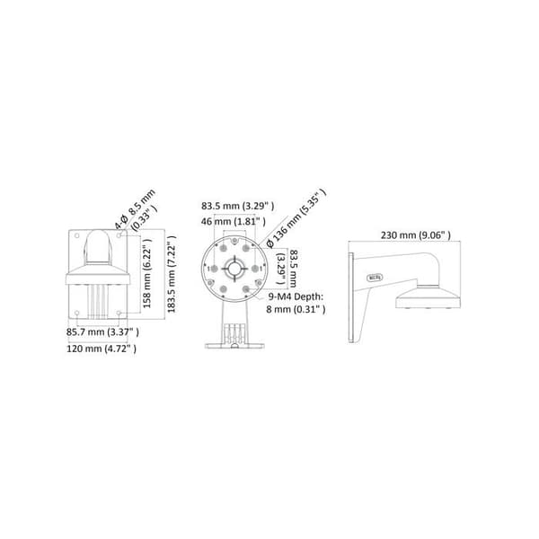 HIKVISION Stödvägg för kupolkamera - DS-1473ZJ-135 Vit