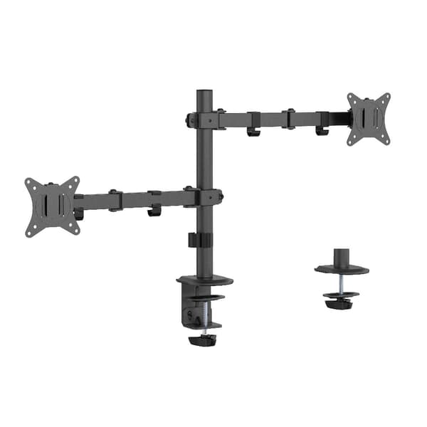 Justerbart bordfeste for 2 skjermer 17-32" med fleksible armer Sort