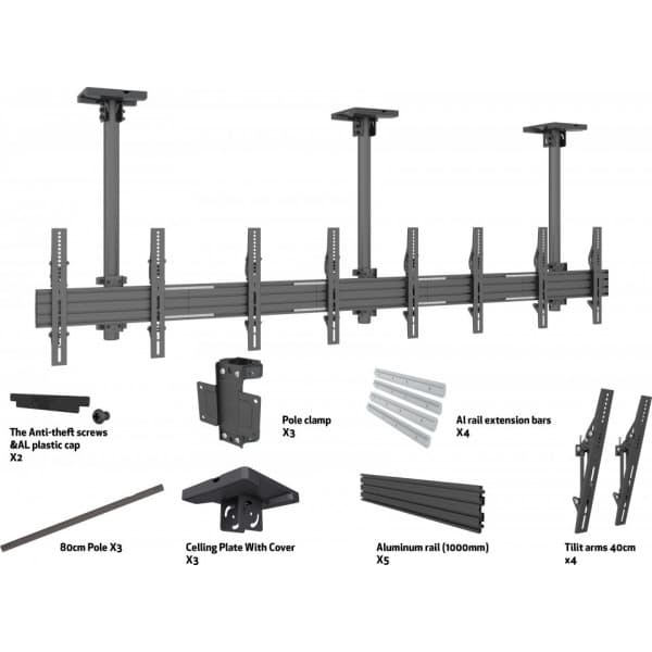 Multibrackets M Ceiling Mount Pro MBC4X1U -takfäste för fyra 40-65" skärmar
