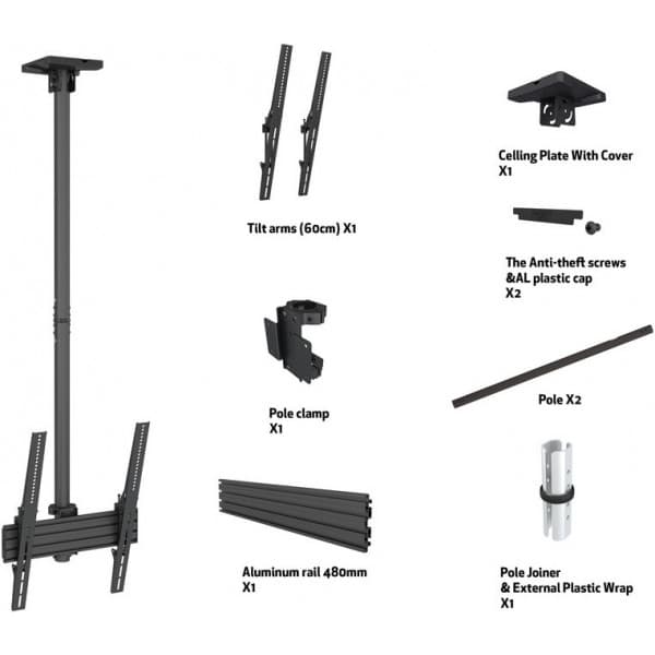 Multibrackets M Ceiling Mount Pro MBC1UP 400x600 -loftbeslag til 42-70" skærme