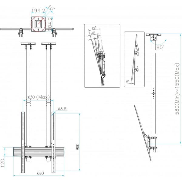 Multibrackets M Ceiling Mount Pro MBC1UPSD -til 40-100" skærme