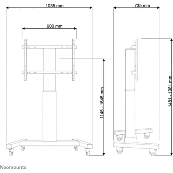 Neomounts by Newstar PLASMA-M2250BLACK siirrettävä moottoroitu TV/LFD -teline 42"-100" näytölle, korkeussäädettävä