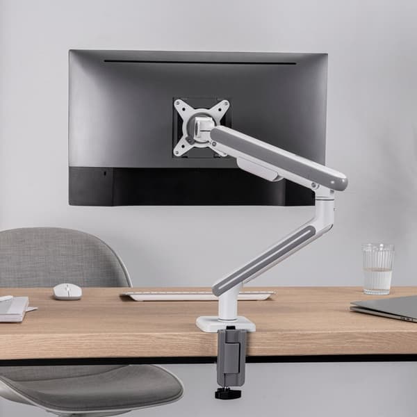Ergo Office ER-751 Monitor Skrivebordsmontering Gasfjeder 9 kg Justerbar VESA 75x75 100x100 17" - 32" Hvid