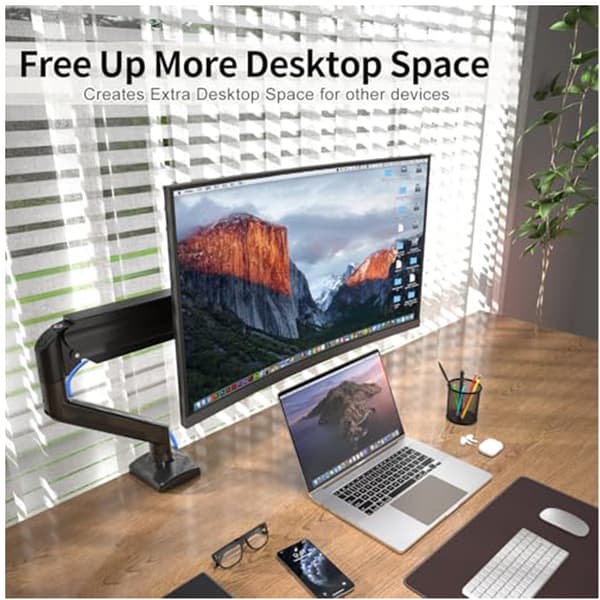 INF PS85 Monitor Stand Riser med gasfjederarm