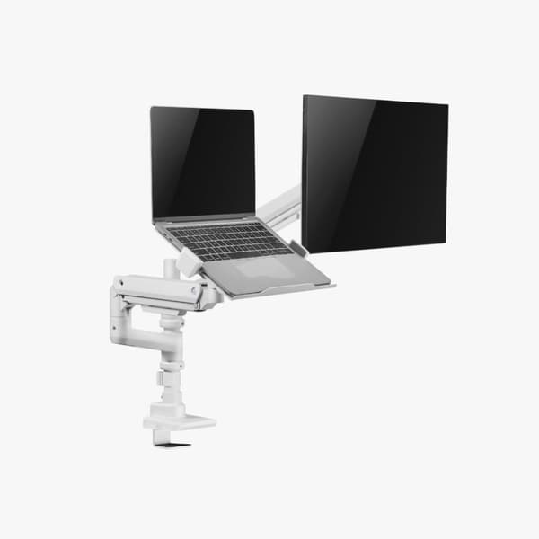 Alterzone Arm Luxe Heavy-duty monitorivarsi kannettavan tietokoneen telineellä, valkoinen