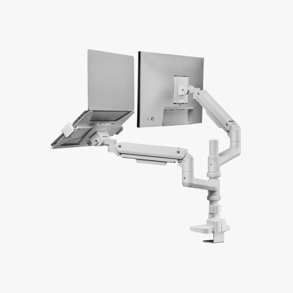Alterzone Arm Luxe Heavy-duty monitorivarsi kannettavan tietokoneen telineellä, valkoinen