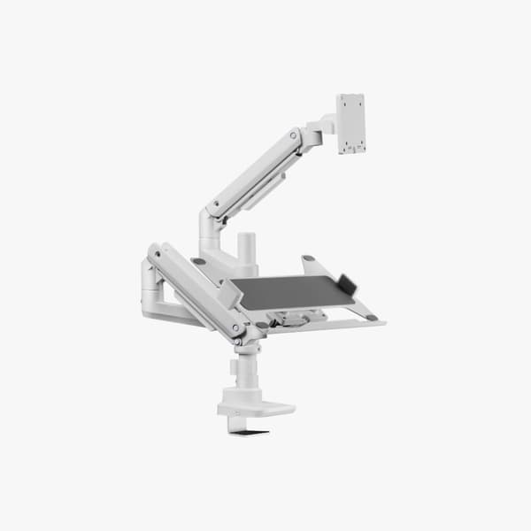 Alterzone Arm Luxe Heavy-duty monitorivarsi kannettavan tietokoneen telineellä, valkoinen