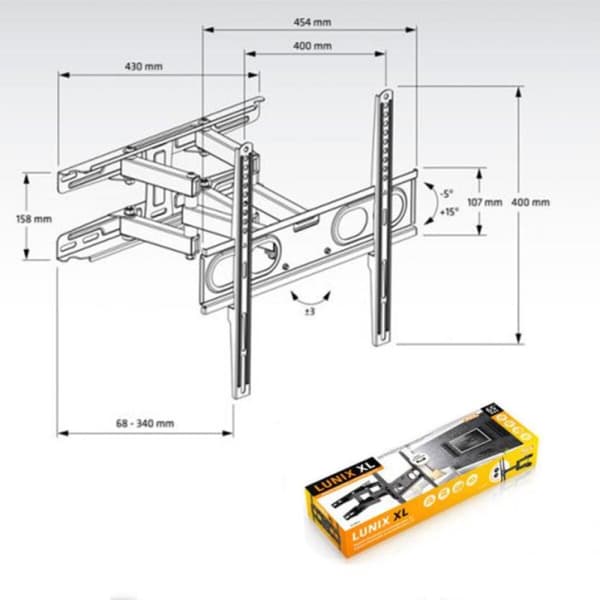 TV-fäste med arm Axil AC0593E 26"-65" 30 Kg 26" 30 Kg