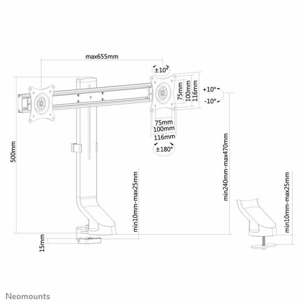 Skærm bord støtte Neomounts FPMA-D860DBLACK