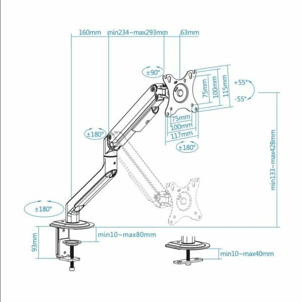 Skærm bord støtte TooQ DB4032TNR-G 17"-32"