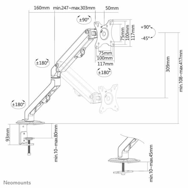 Näytön pöytätuki Neomounts FPMA-D650BLACK