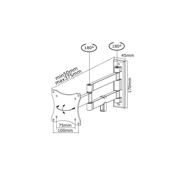 TV-sett acc veggfeste 10-24"/fpma-w830black, Neomounts