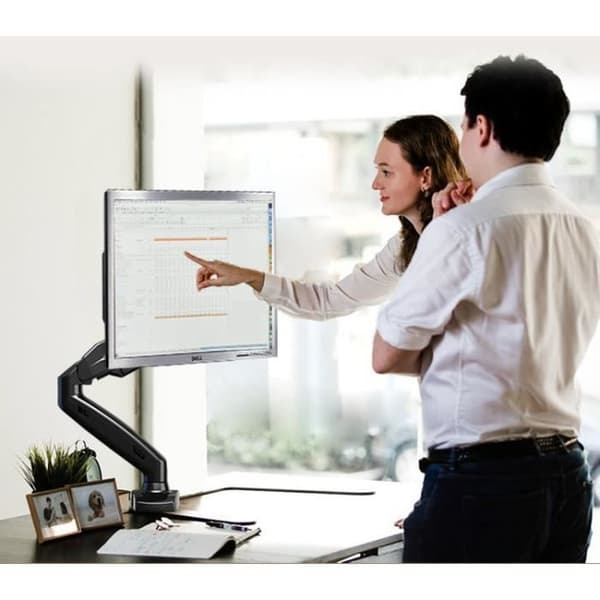 Professionellt NB F80 skrivbordsstöd för 43-58cm LCD LED PC-skärmar. Justering i flera axlar, pivot, överlägsen kvalitet. Reso