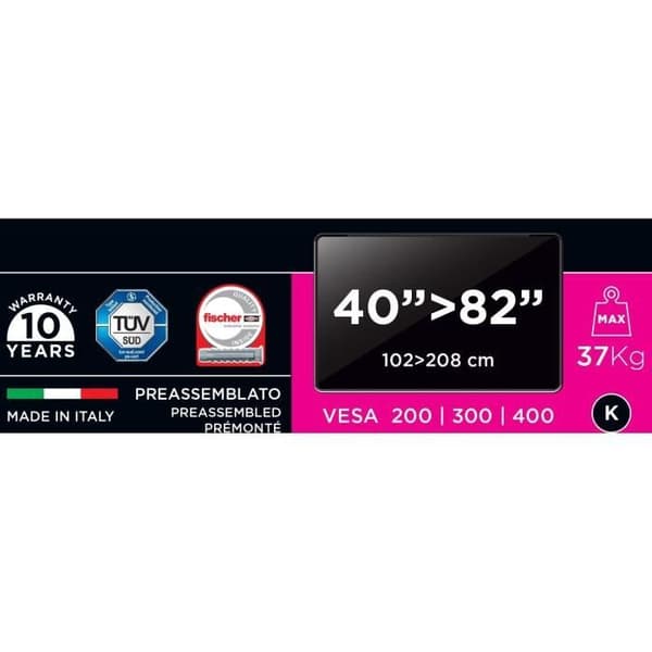 Meliconi - Lutning och roterbar TV-stöd SP 400SR PLUS - Stort synfält - för TV 40'' till 82'' - VESA 200/300/400 - Levererad