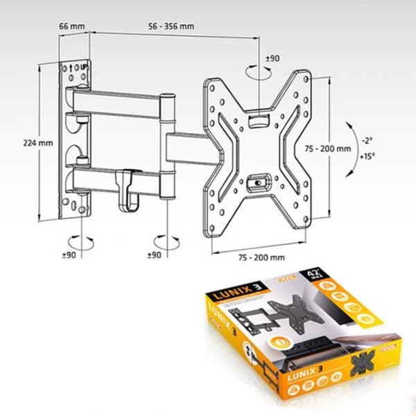 TV-holder Axil 0591E 17"-42" 25 Kg Sort