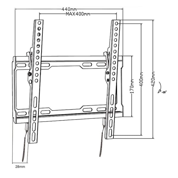 Maclean TV MC-412 Vægmonteringsbeslag 32"-70" VESA 400x400 45 kg Vip Universal Justerbar vaterpas monteringstilbehør