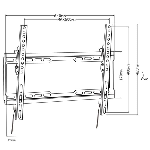 Maclean TV MC-413 Väggfäste 32"-80" VESA 600x400 45kg Tiltbar Universal Justerbar Vattenpass monteringstillbehör