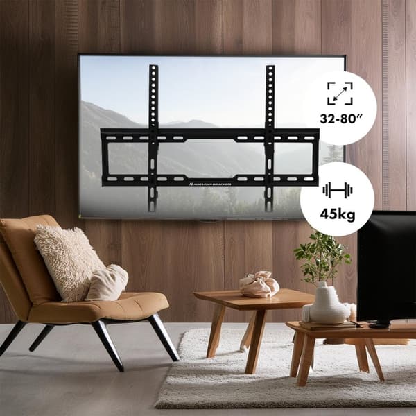 Maclean TV MC-413 Väggfäste 32"-80" VESA 600x400 45kg Tiltbar Universal Justerbar Vattenpass monteringstillbehör