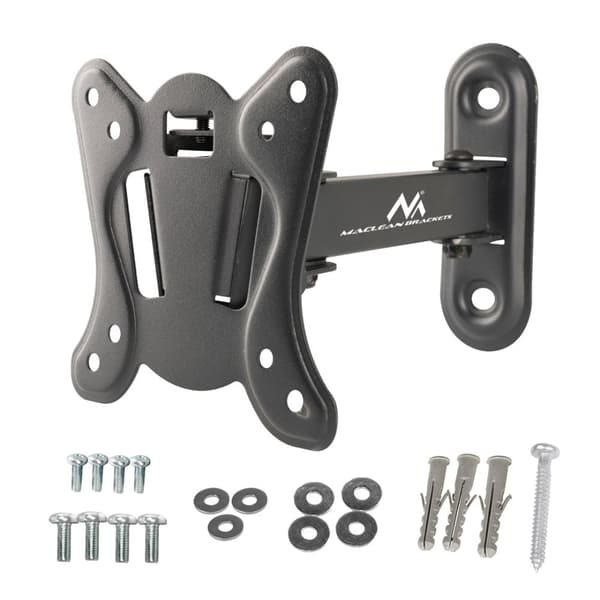 Maclean MC-416 TV-skærm Vægmontering 13"-32" 30kg Tilt Roter max. VESA 100x100 Sort Pulvercoating LED OLED LCD Universal Bracket Holder