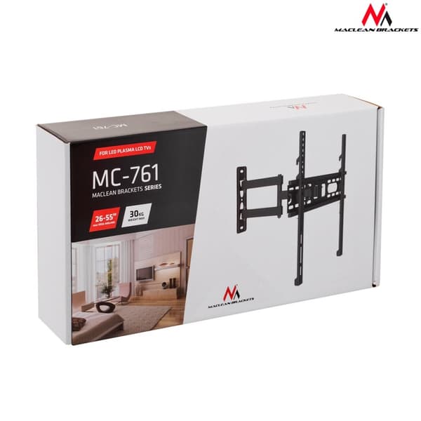 Maclean MC-761 Väggfäste Lämplig för TV 26" till 55" till 30 kg Svart