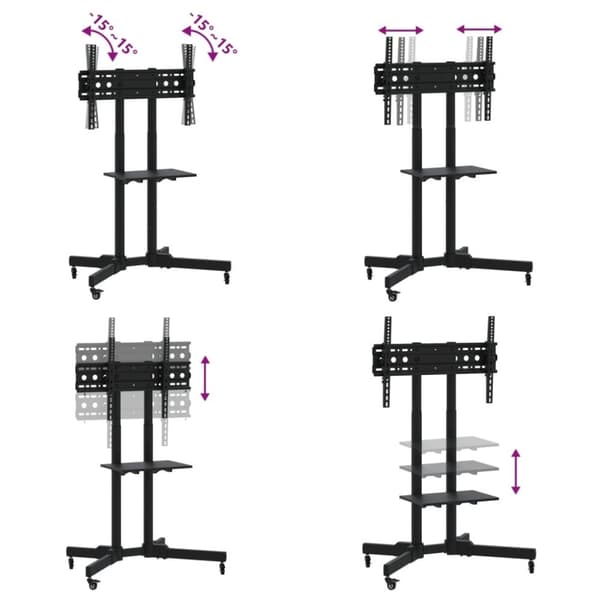 vidaXL Tv-ställ på hjul för 32-70 tums skärm max VESA 600x400 mm 50kg