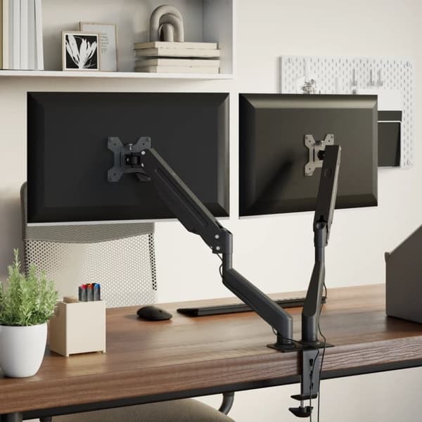 vidaXL dobbelt skærmholder maks. 27" skærm gasfjeder 20 kg
