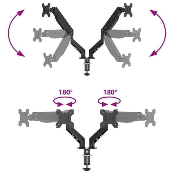 vidaXL dobbelt skærmholder maks. 27" skærm gasfjeder 20 kg