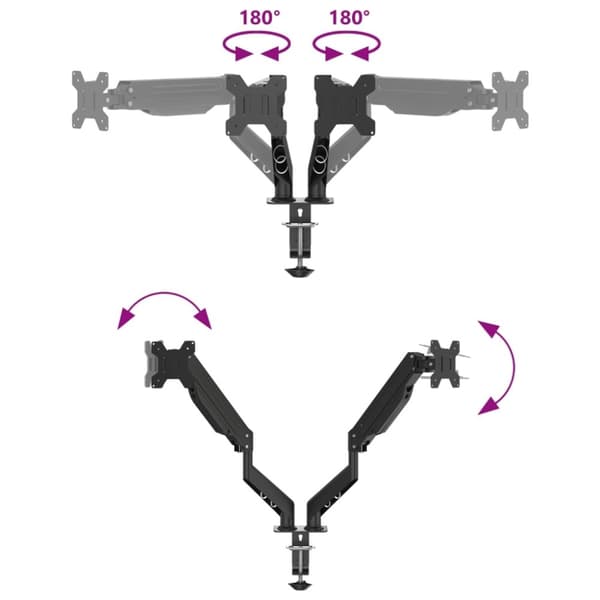 vidaXL dobbelt skærmholder maks. 27" skærm gasfjeder 20 kg