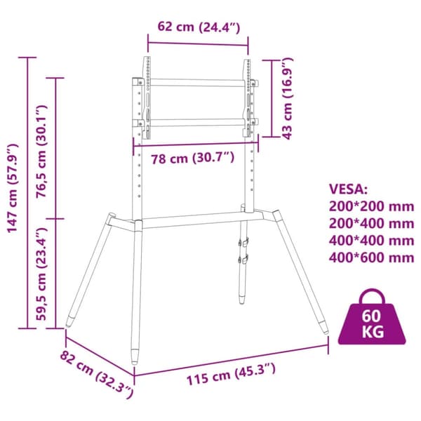 vidaXL tv-stativ til 37-86" skærm maks. VESA 400x600 mm 60 kg