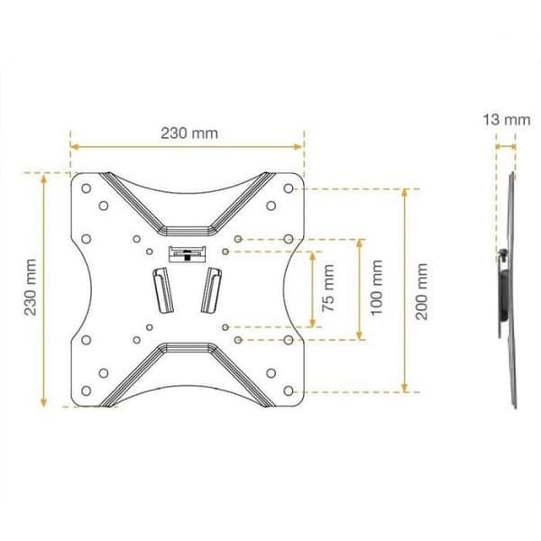 Fast TV väggfäste - KAORKA - 474400 - Svart - Vesa 200x200 - 71 till 106 cm