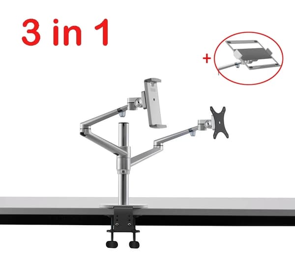 Monitor Mount Stand, understøtter 17-32 tommer skærme, justerbar højde, 360° rotation,Sølv