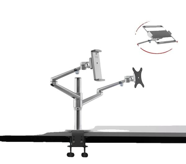 Monitor Mount Stand, understøtter 17-32 tommer skærme, justerbar højde, 360° rotation,Sølv