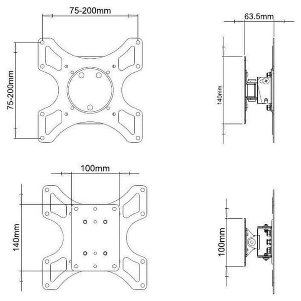 TV-holder Techly ICA-LCD 2900B 19" 37" 25 kg