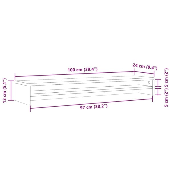 vidaXL Skjermstativ artisan eik 100x24x13 cm konstruert tre