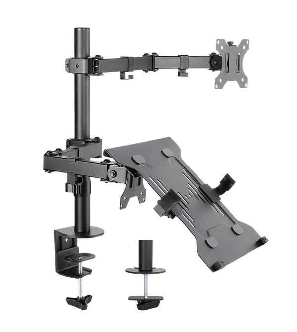 Skærmbeslag med laptop-arm Flex, sort