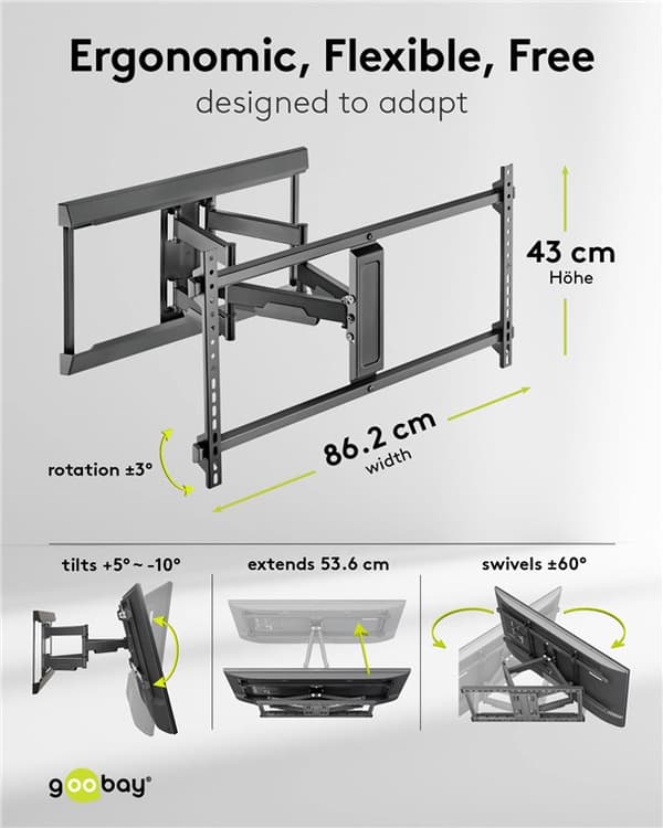 TV-väggfäste Pro FULLMOTION (XL), svart
