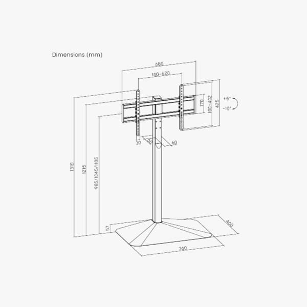 Alterzone Slim 7 X TV Gulvstand til 32"-75" TV'er
