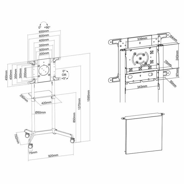 TV-holder Neomounts NS-M1250BLACK 70" 37" 70 Kg