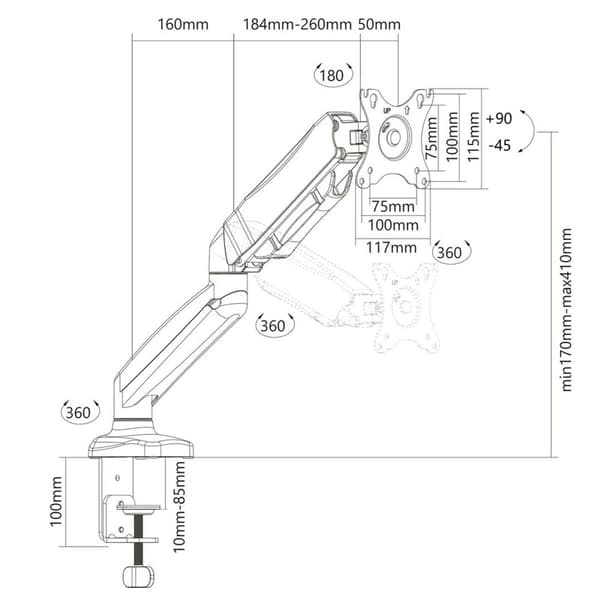 Skærm bord støtte Montis ELBRUS MT014 Sort 32" 13"