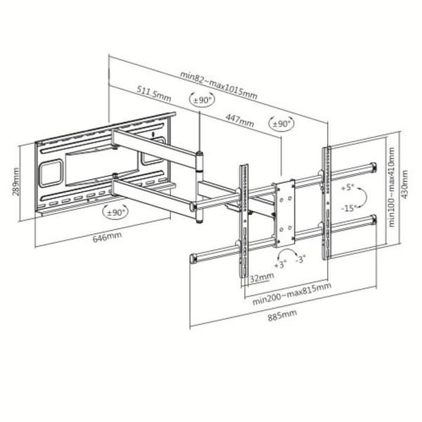 Seinäteline Techly ICA-PLB 490 43" 80"