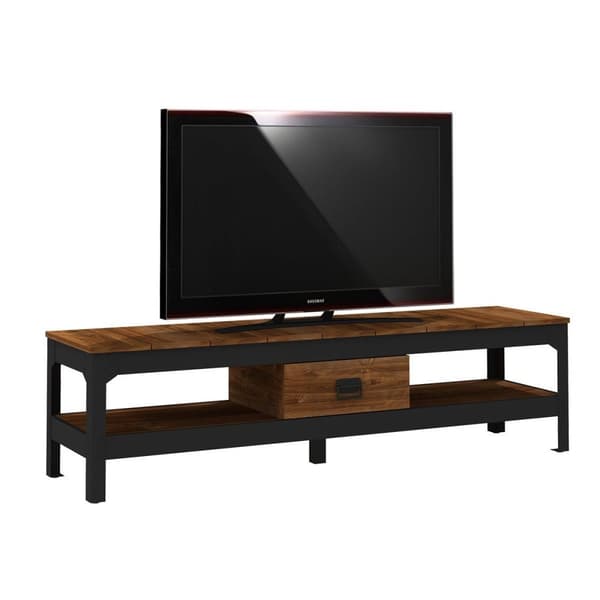 TV-skåp i industriell stil med 2 nischer och 1 låda - L150 cm