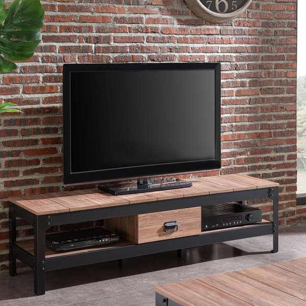 TV-skåp i industriell stil med 2 nischer och 1 låda - L150 cm