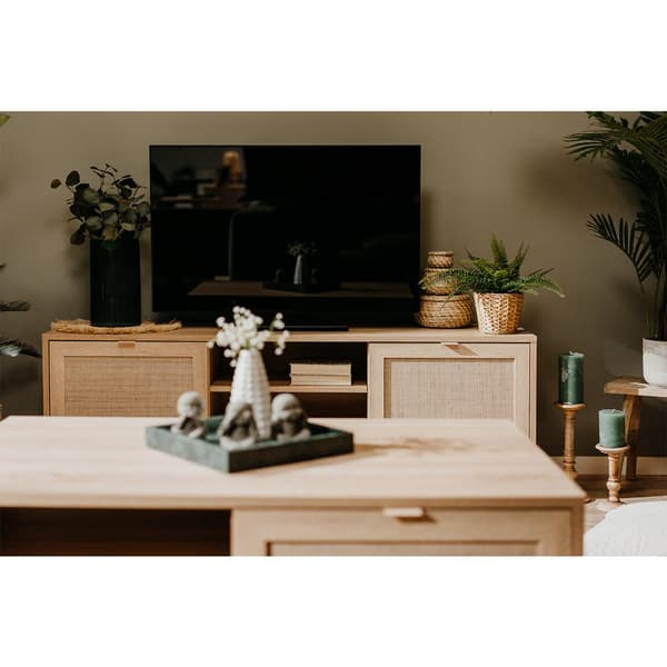 2-dörrars TV-skåp L150 cm - Rottingtryck - BALI