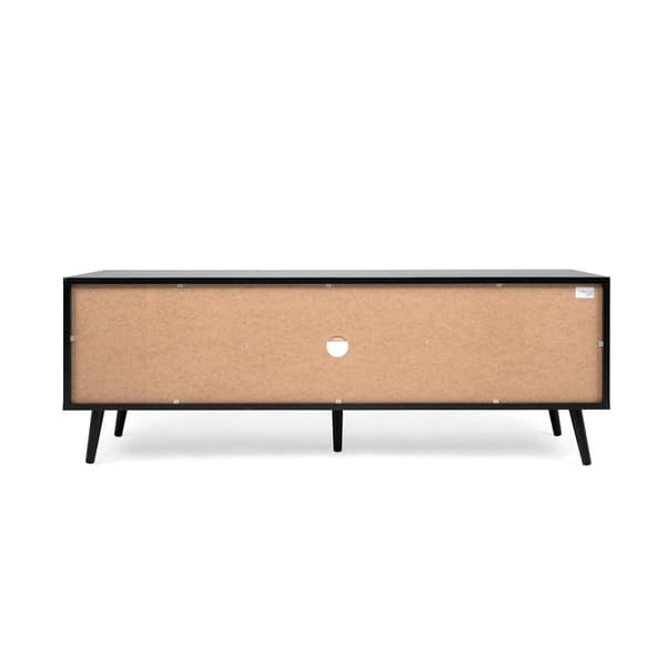 Meuble TV 2 Portes Impression Cannage et Noir L150 x H52 cm - VILLA