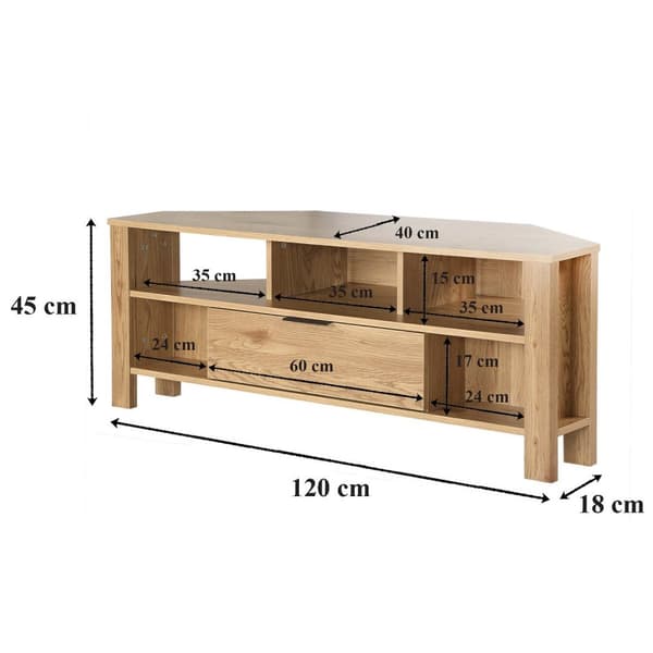 Hörn TV-enhet 1 Låda Ek Dekor - L120 cm