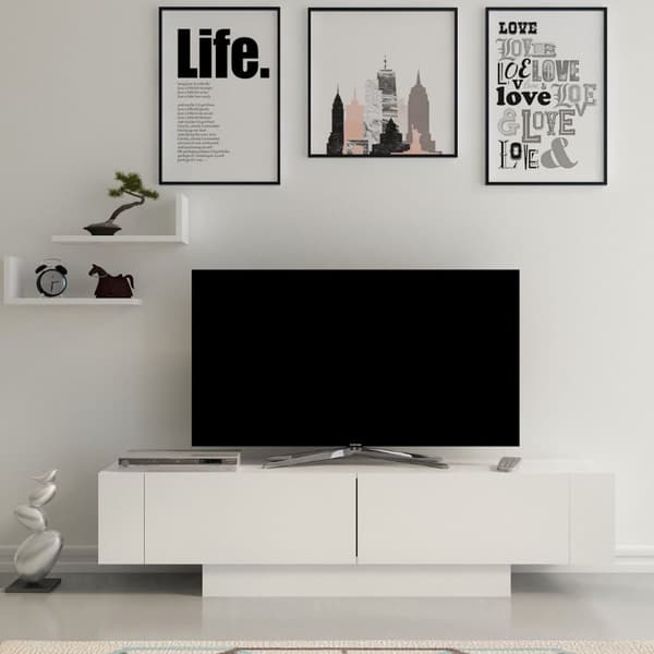 TV-del med 2 dörrar och 2 vägghyllor vit L150 cm - Matera