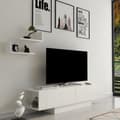 Miniatyrbild 2 av 4: TV-del med 2 dörrar och 2 vägghyllor vit L150 cm - Matera